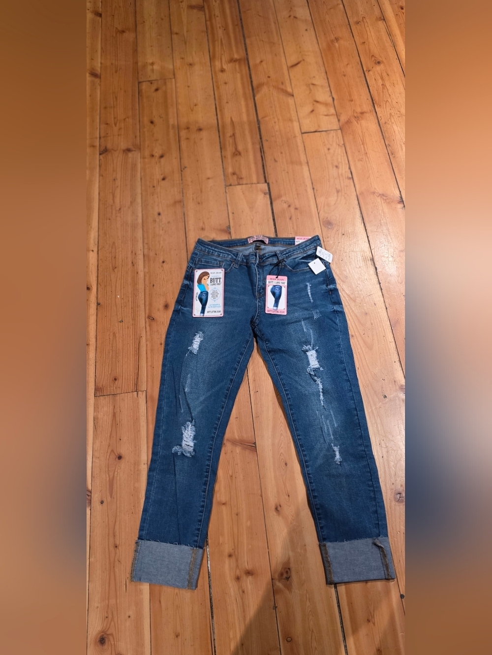 Ripped Dark Blue Women’s Jeans - Butt Lift Design